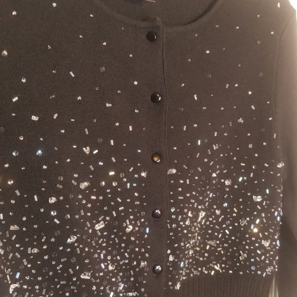 Donna Gray, size M. Black sweater w/crystal pieces - Picture 6 of 6